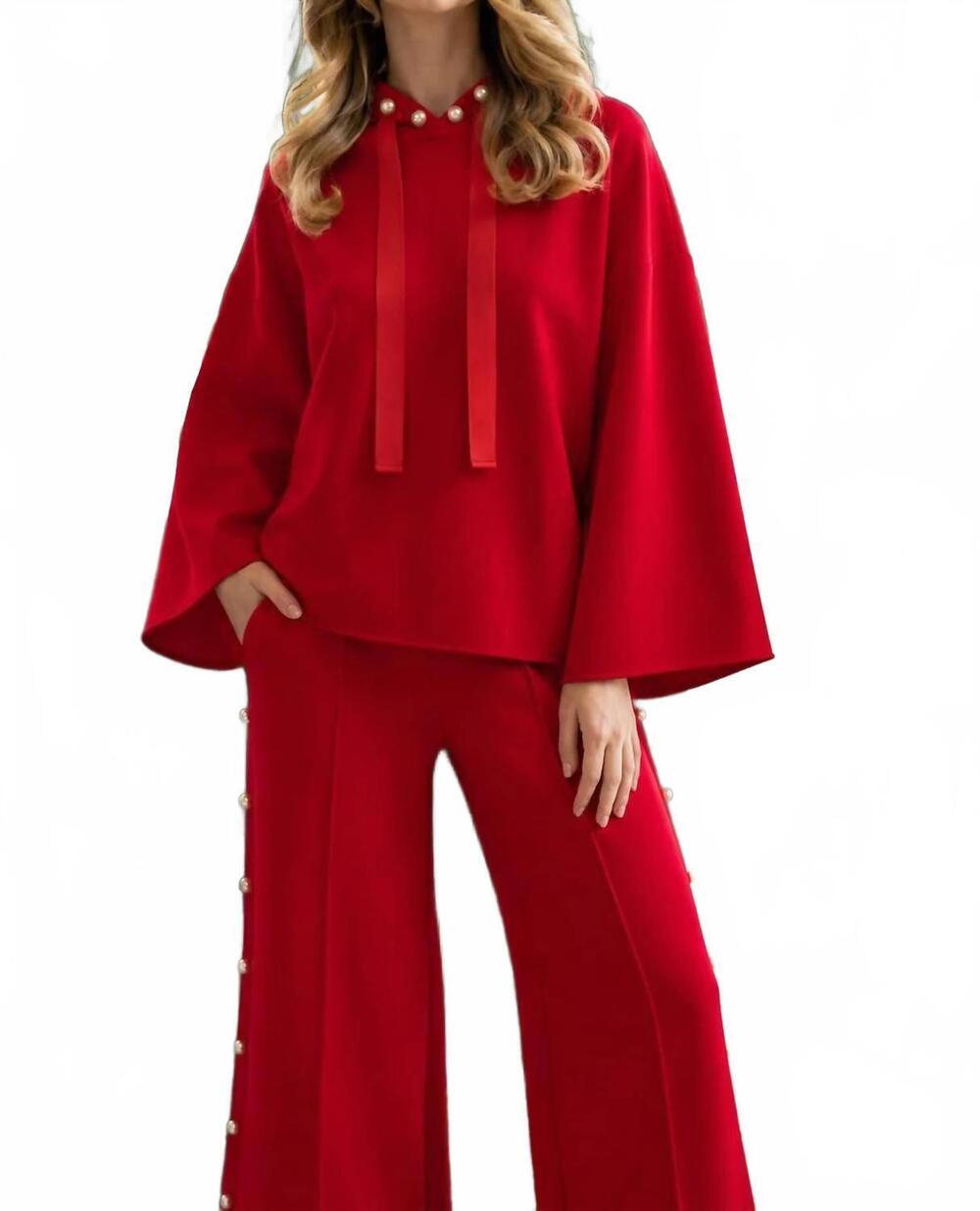 NEW JOH francine french scuba pearl hoodie in red